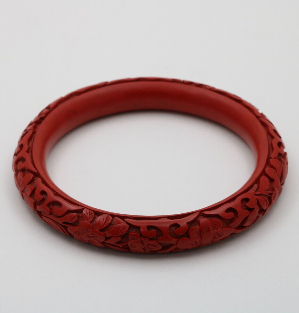 Vintage Red Cinnabar Chanterelle Bangle Bracelet