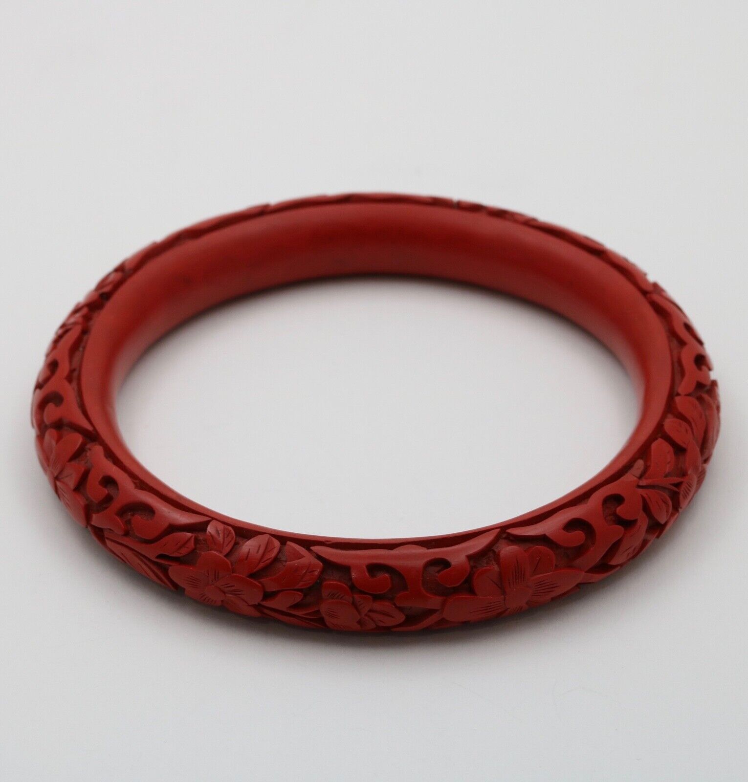 Vintage Red Cinnabar Chanterelle Bangle Bracelet