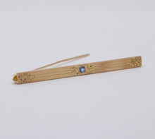 Load image into Gallery viewer, Art Deco Sapphire 14K Yellow Gold Bar Brooch Pin
