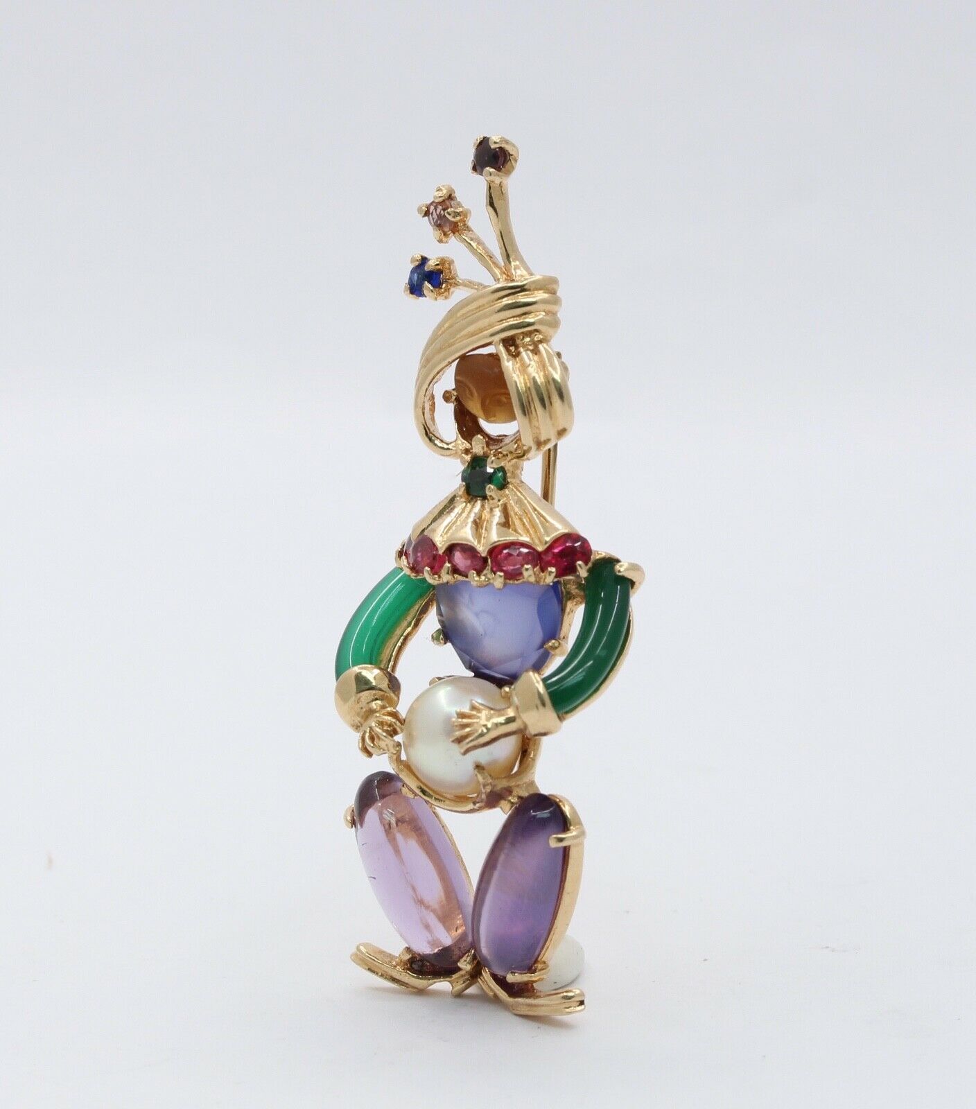 Loooook Vintage Ladies Clairvoyant Fortune Teller 14K Brooch Pin