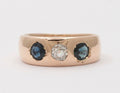 Vintage Unisex Blue Sapphires Diamond 14K Yellow Gold Ring
