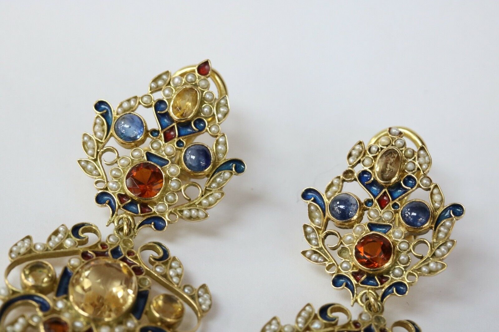 Vintage Percossi Papi MultiStone 18K 925 Opera Earrings