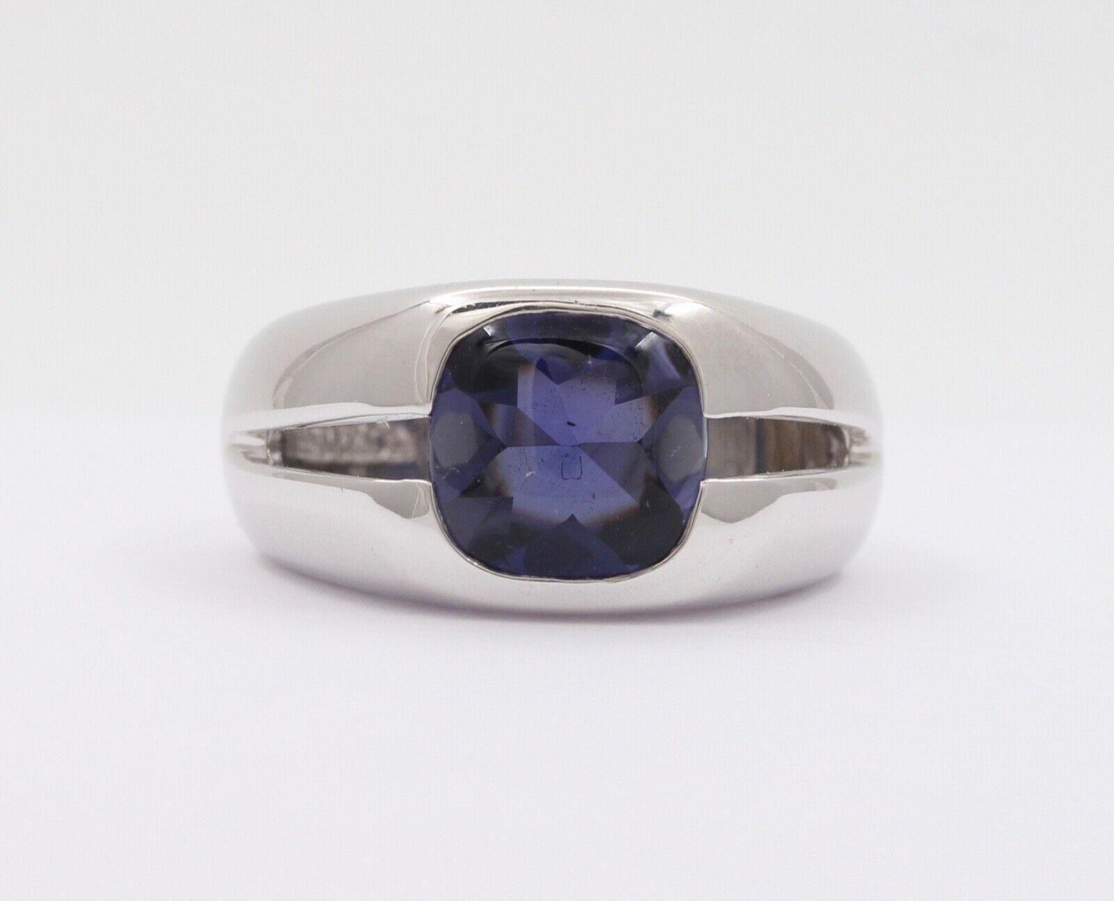 Vintage Tiffany & Co Iolite 18K White Gold Solitaire Ring