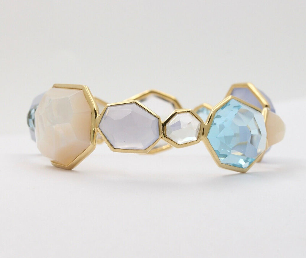Ippolita 18K Rock Candy Collection Chalcedony, Blue Topaz,Mother of Pearl Bangle