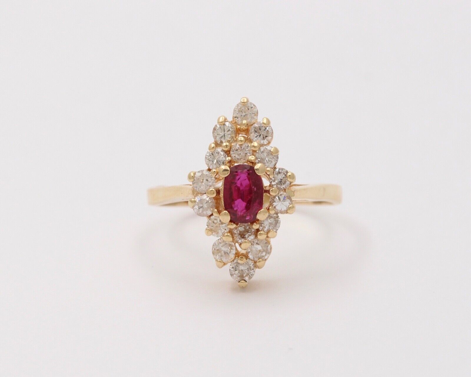 Vintage Diamond and Ruby Navette Ring, Statement Ring