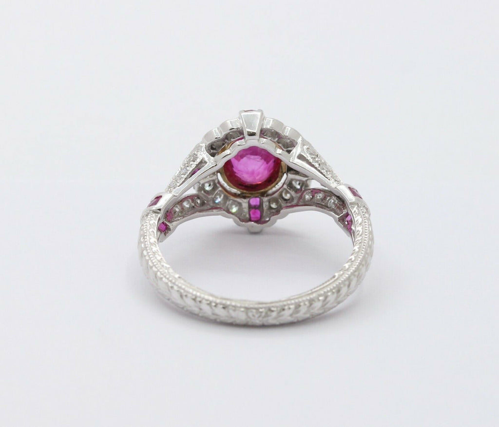 18K White Gold Ruby Diamond Alternative Engagement Ring