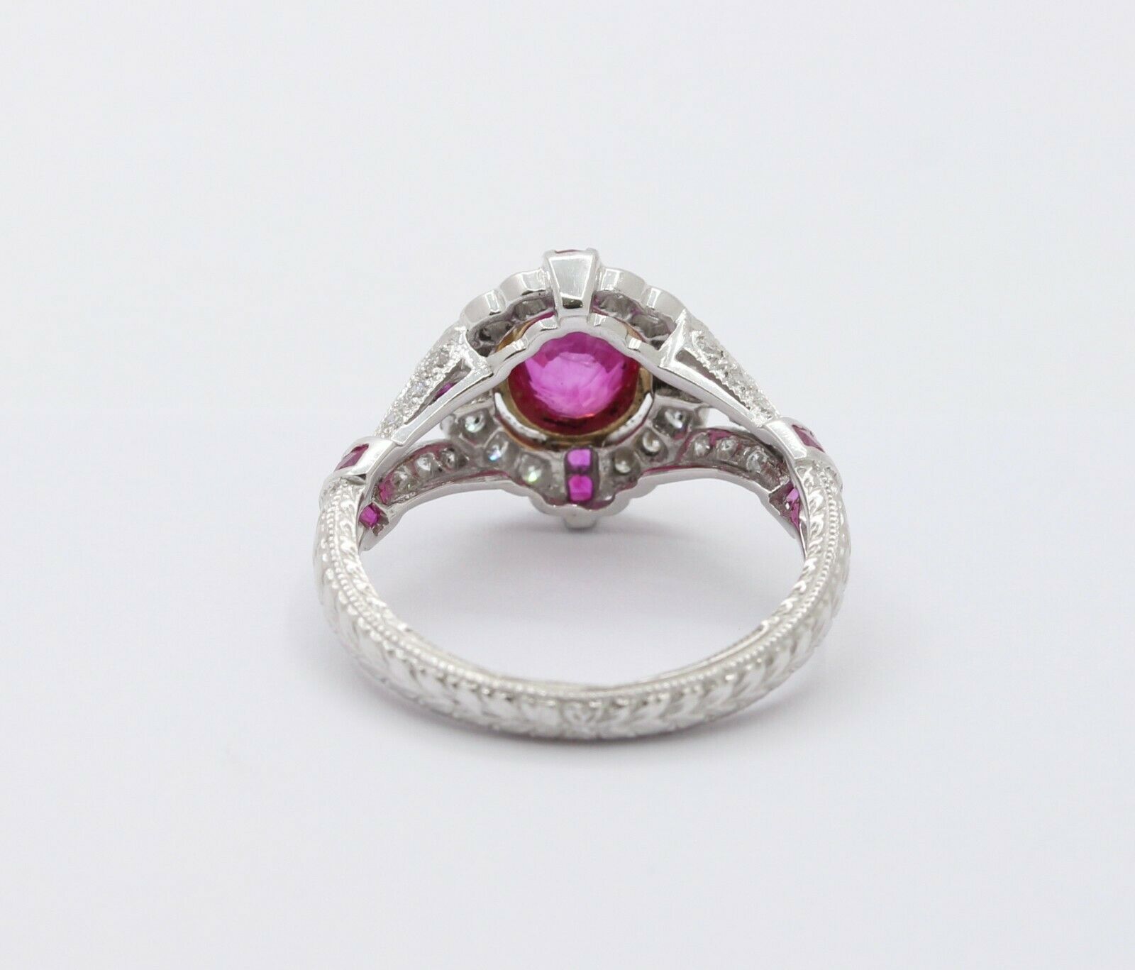 18K White Gold Ruby Diamond Alternative Engagement Ring