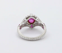 Load image into Gallery viewer, Vintage 18K White Gold Ruby Diamond Alternative Engagement Ring
