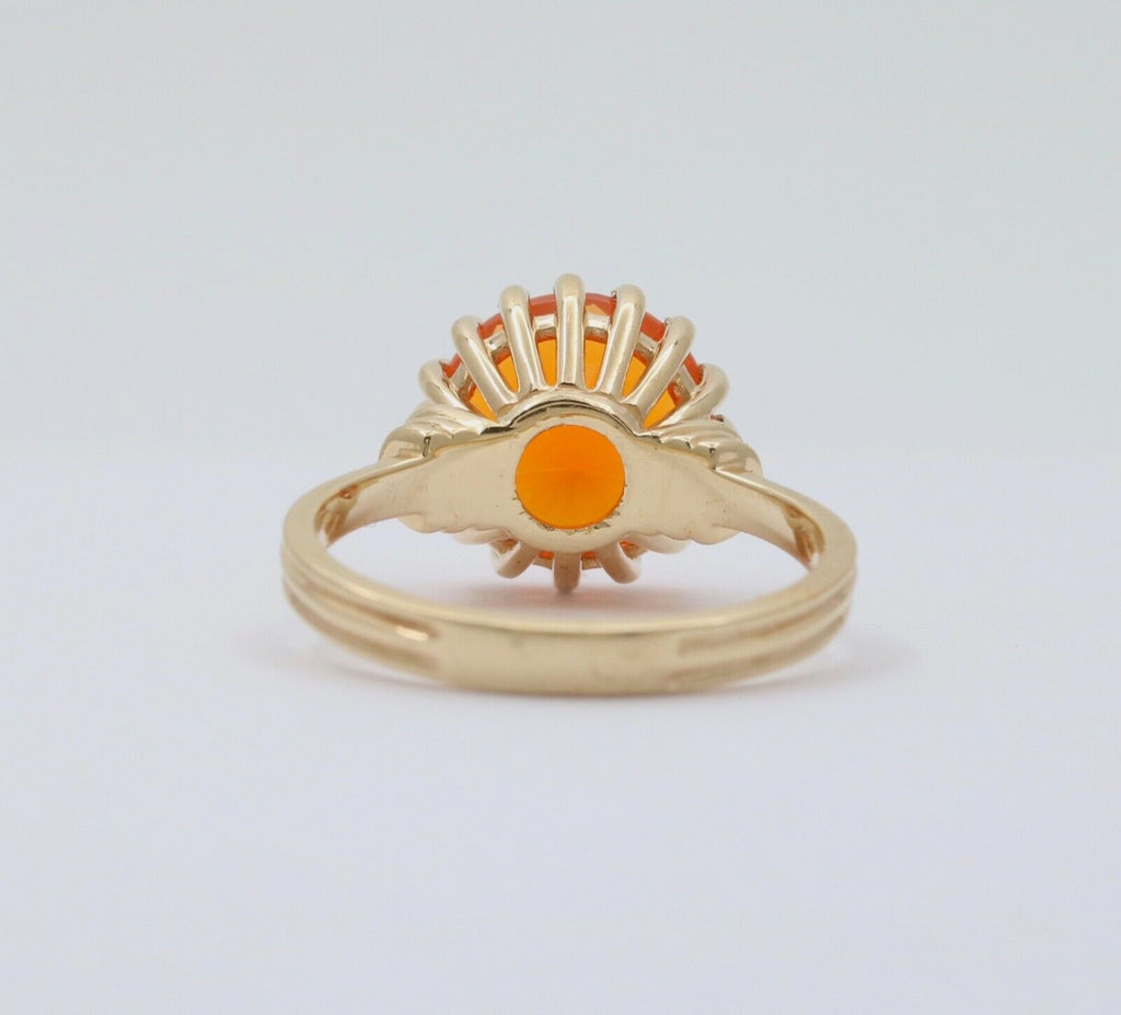 Powerful Orange Mexican Fire Opal 14K Yellow Gold Ring