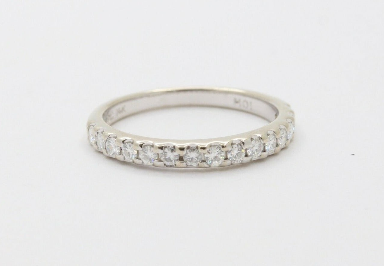 Vintage 14K White Gold Diamond Half Eternity Band