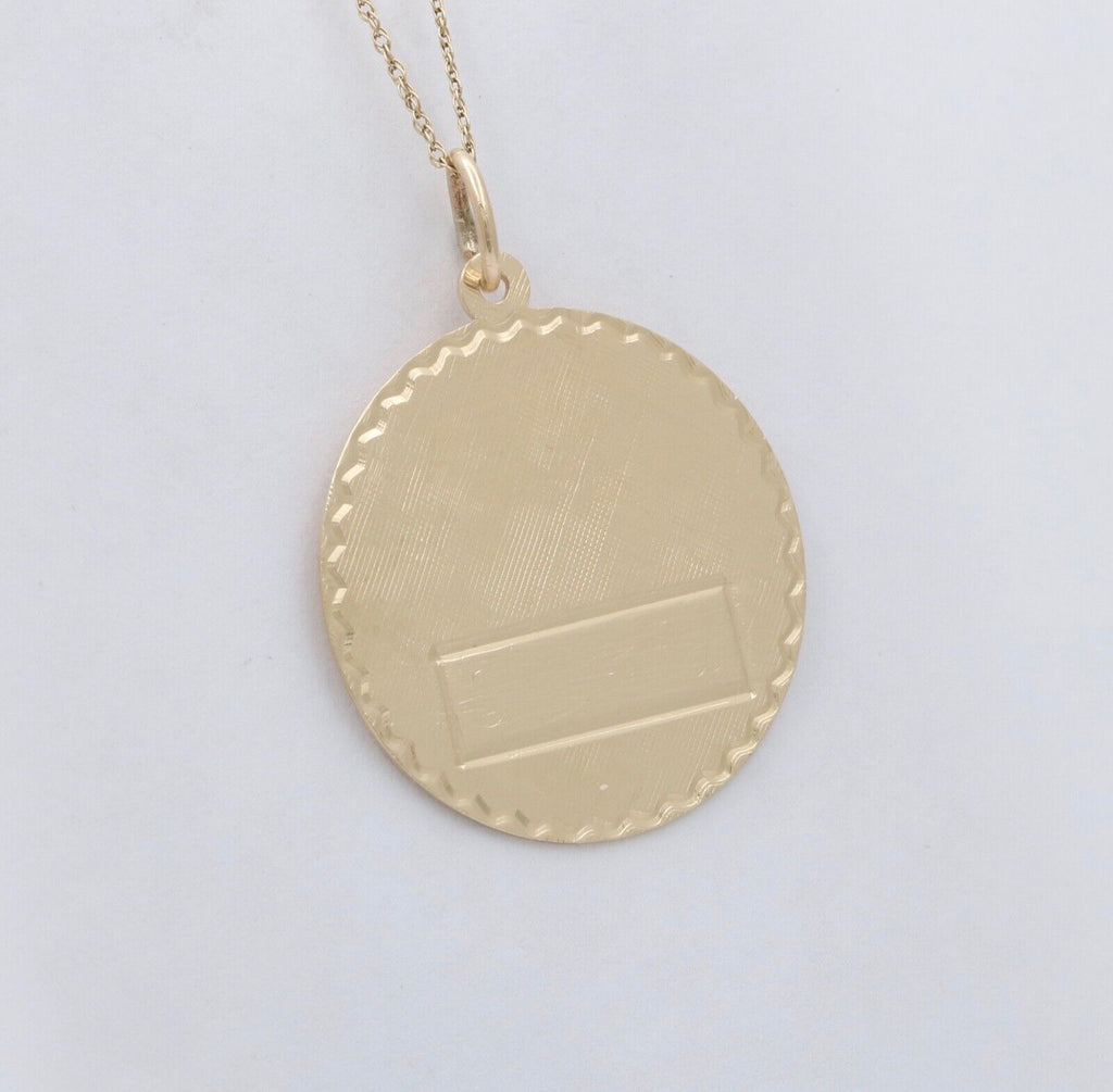 Vintage 14K Yellow Gold Medallion Charm Pendant.
