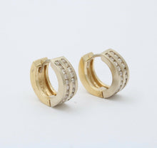 Load image into Gallery viewer, Classic Petite 14K White &amp; Yellow Gold Diamonds Huggies Earrings
