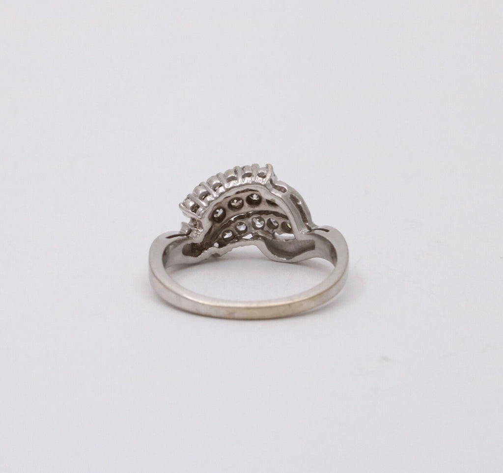 Vintage Diamond 14K White Gold Ring Band, statement ring