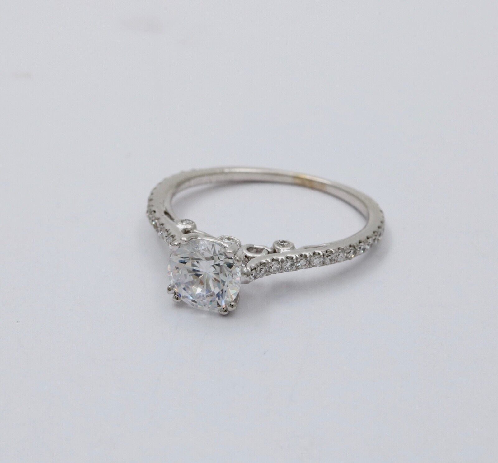 The Elegant 18K White Gold White Sapphire & Diamond Engagement Ring