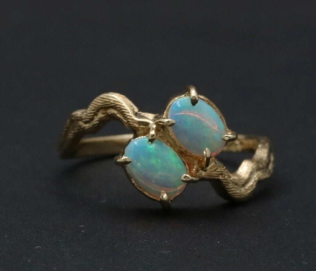Vintage Opal Vine 14K Yellow Gold Ring