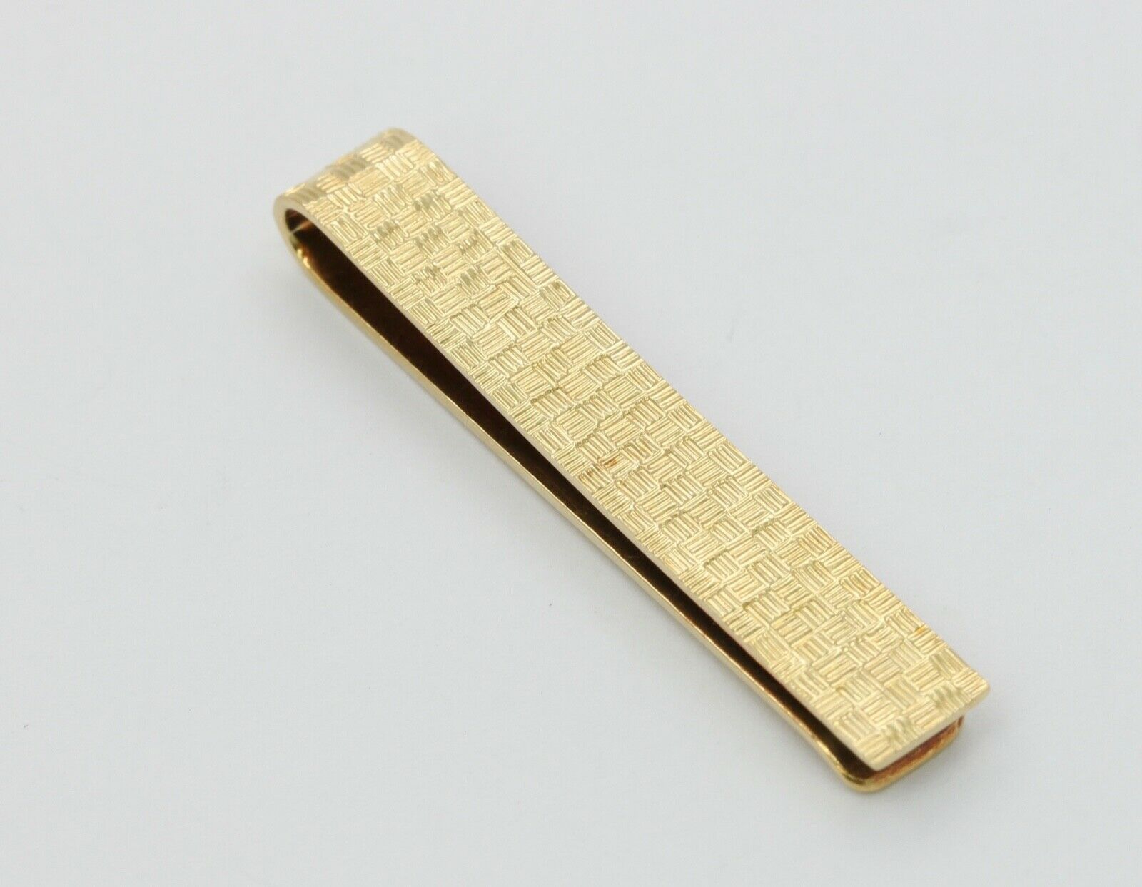 Vintage Tiffany and Co. 18K Yellow Gold Checkered Italy Money Clip