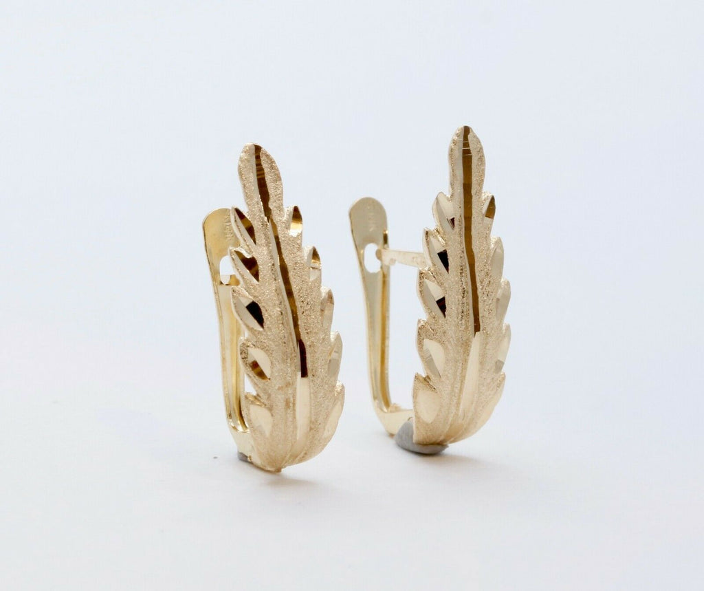 Vintage 14K Yellow Gold Leaf Earrings