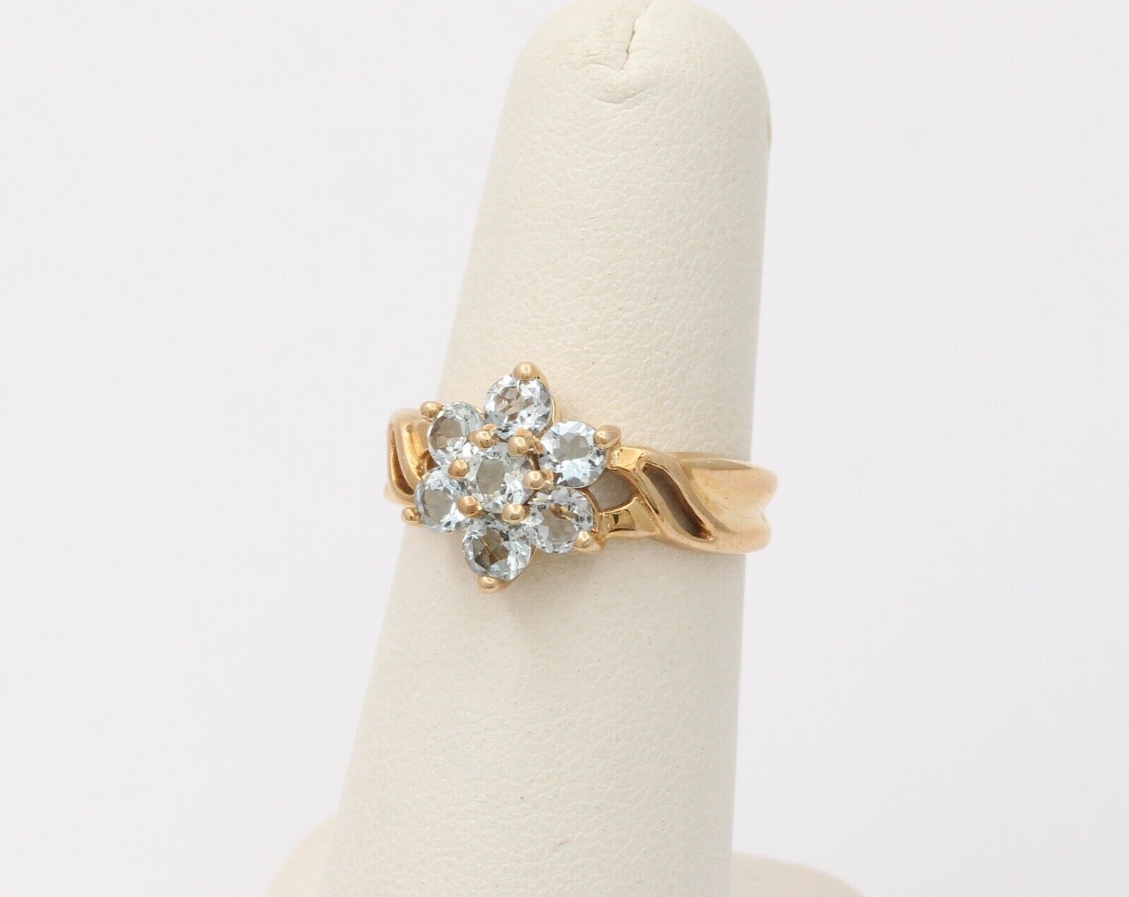 Pretty Vintage Estate Floral Aquamarine Ring Band, Stacking Ring.