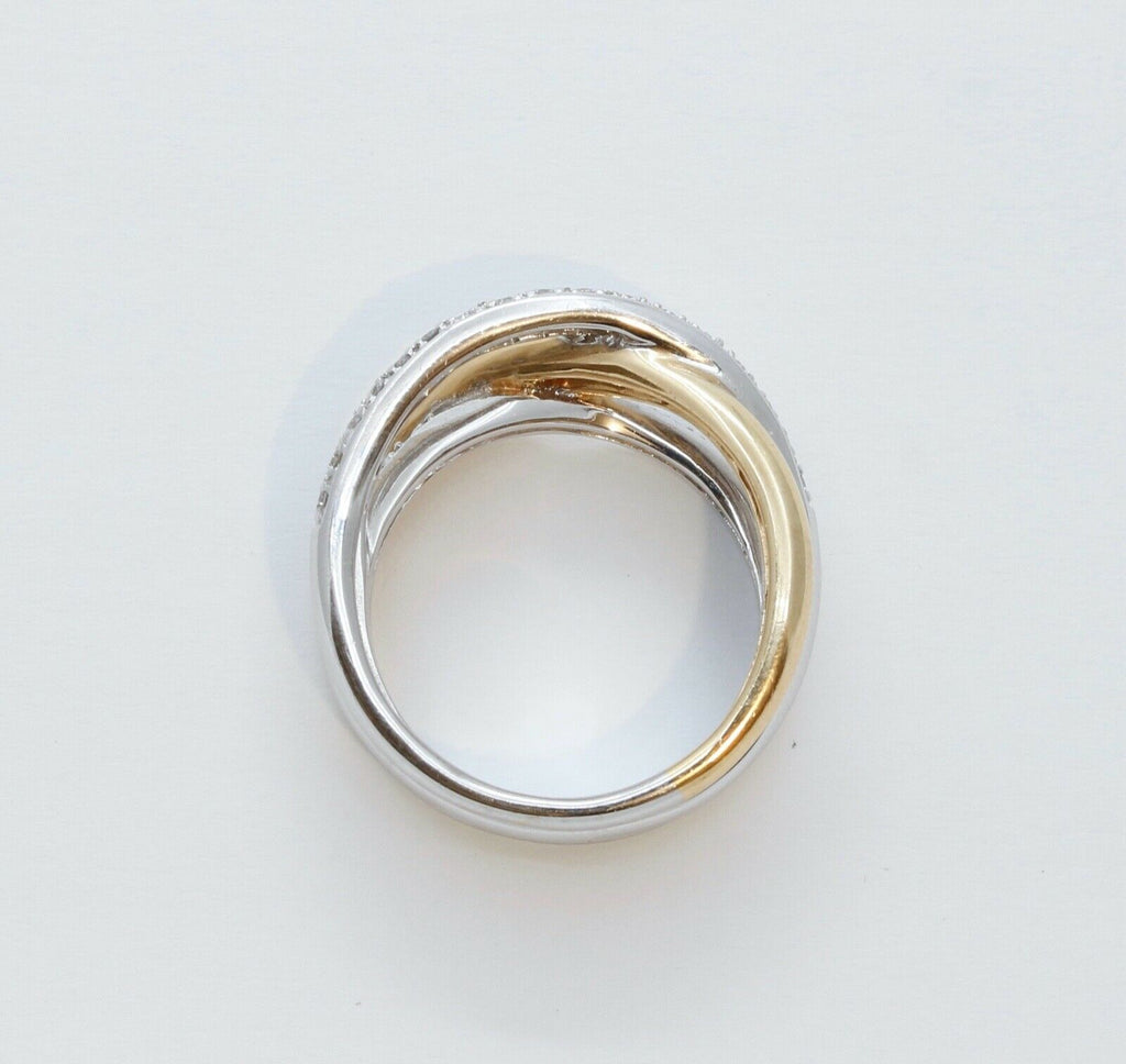 Vintage Diamonds 14K White Yellow Gold Trinity Ring