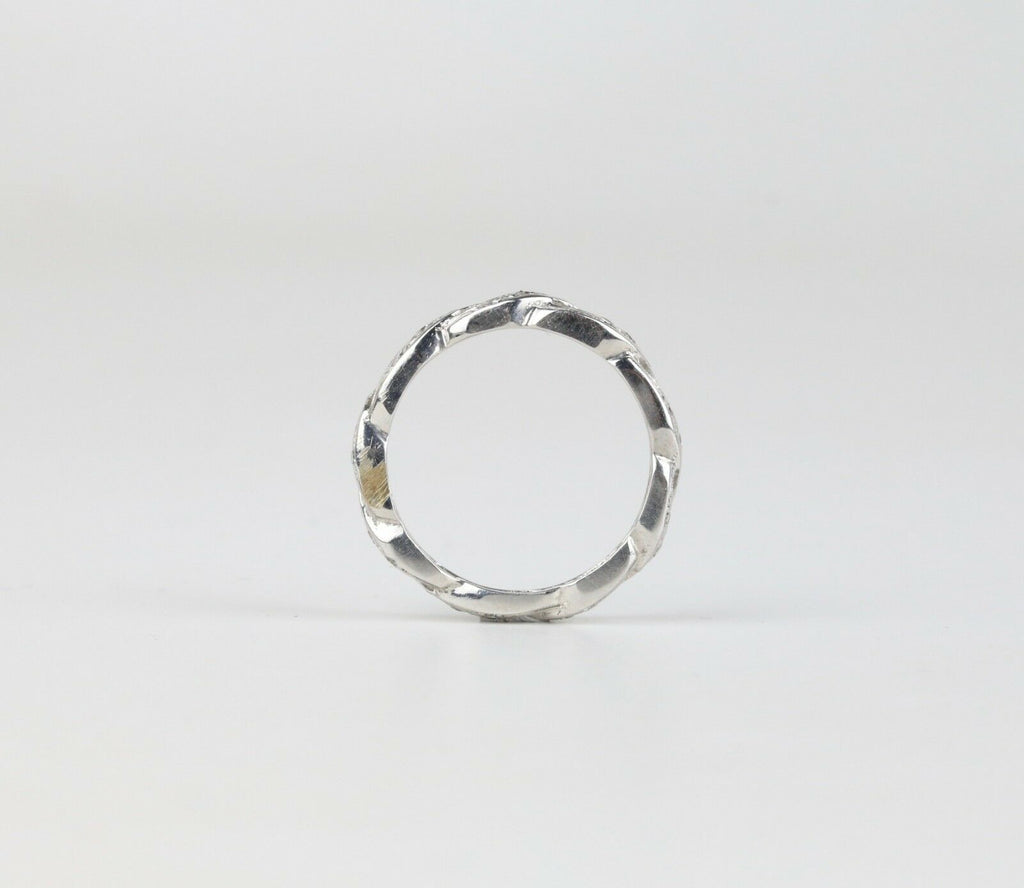 Vintage 14K White Gold Twist Eternity Band