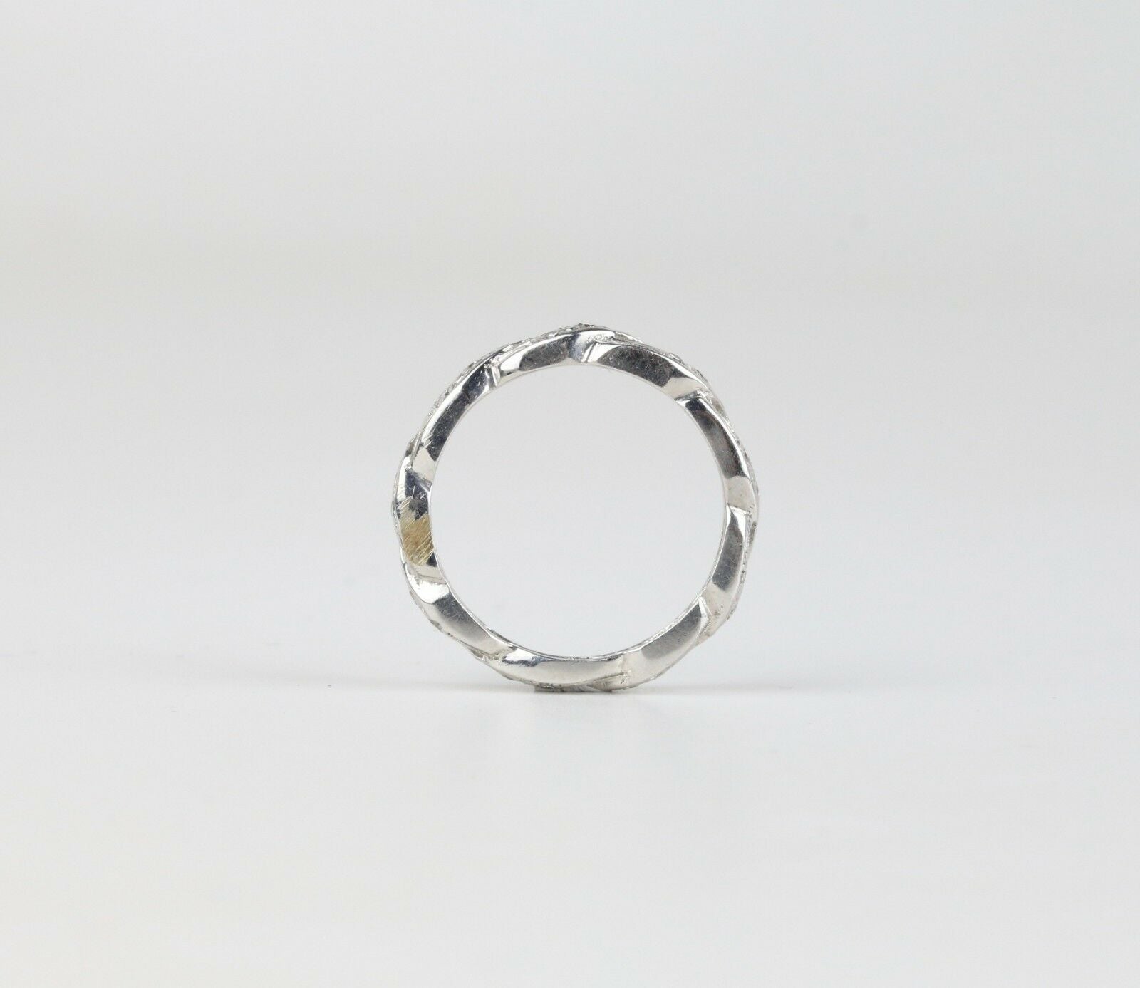 Vintage 14K White Gold Twist Eternity Band