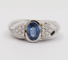 Load image into Gallery viewer, Vintage 18K White Gold Sapphire &amp; Diamond Ring
