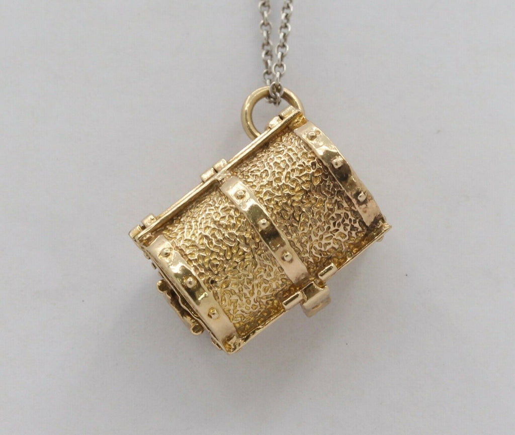 Vintage English 9K Yellow Gold Hidden Treasure Chest Charm
