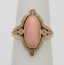 Load image into Gallery viewer, Antique 14K Yellow Gold Cushion Coral Leaf Ring
