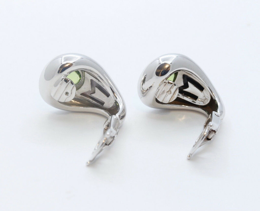 Mauboussin Vintage 18K White Gold Peridot Mother of Pearl Earrings
