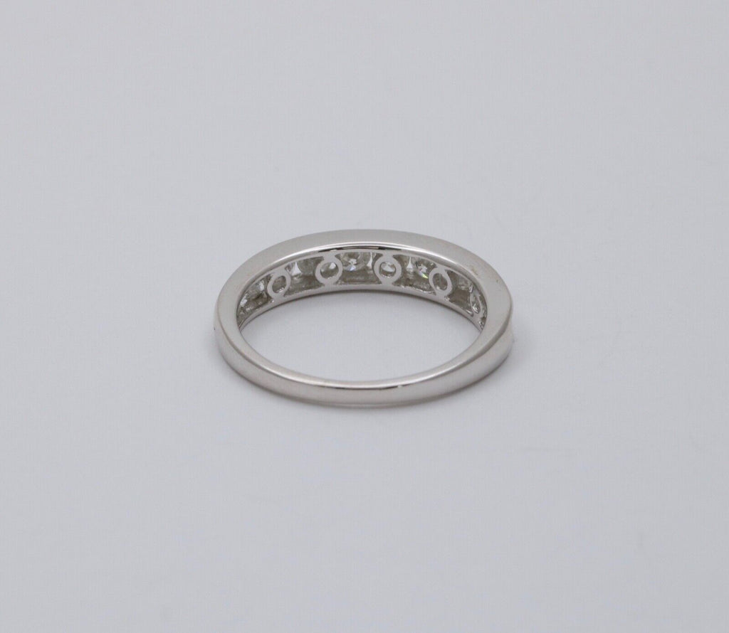 Classic 14K White Gold Diamond Half Eternity Band.