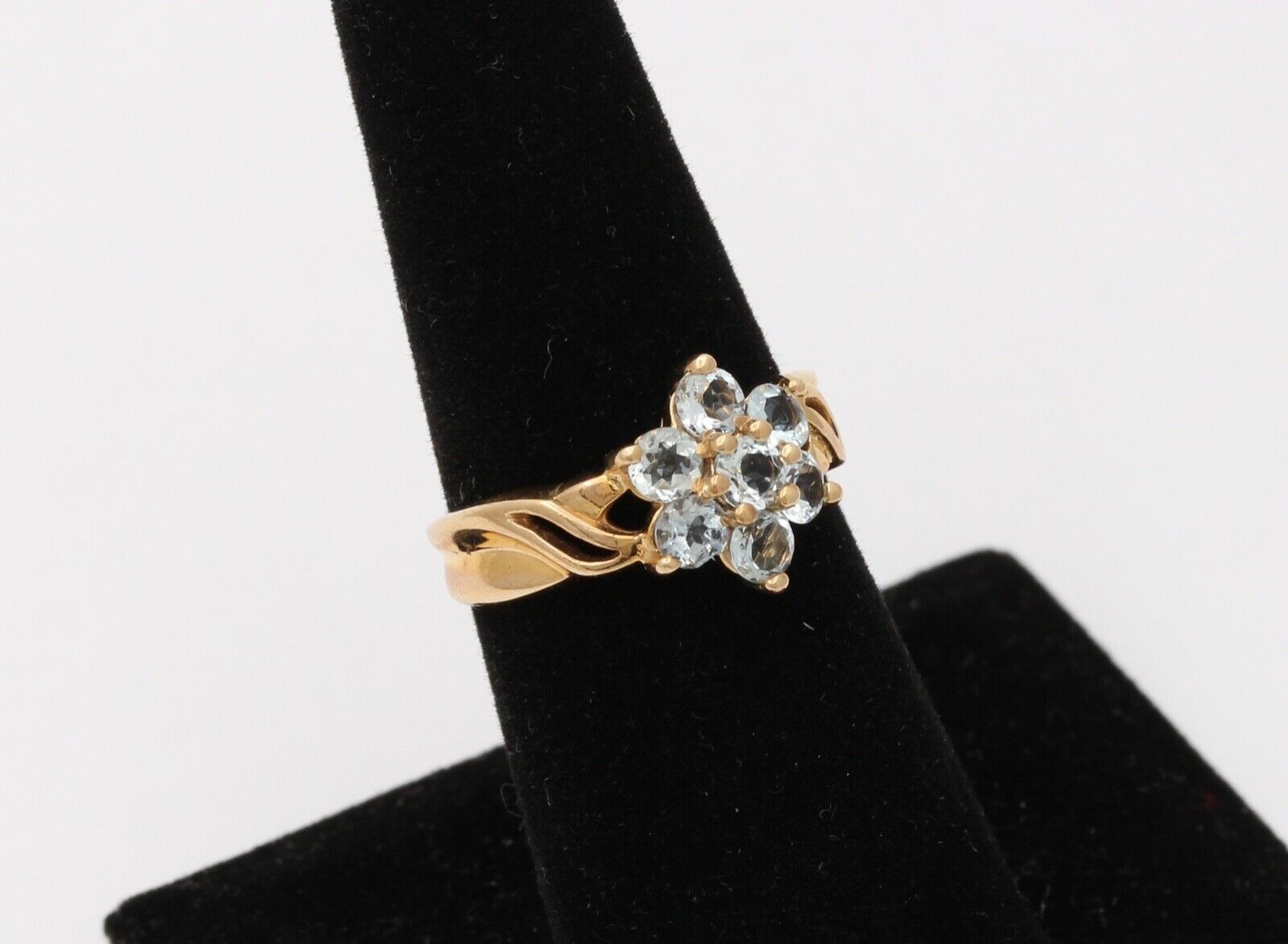 Pretty Vintage Estate Floral Aquamarine Ring Band, Stacking Ring.