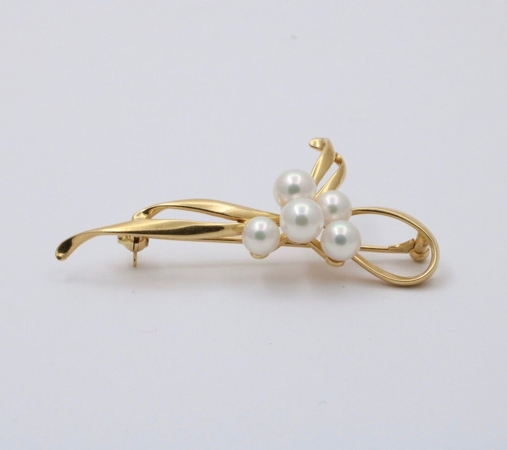 Vintage Mikimoto Cultured Pearl Bow Brooch, Pin
