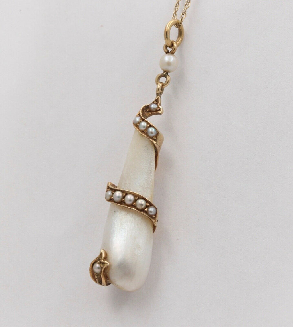 Victorian Snake Around Natural Pearl Pendant