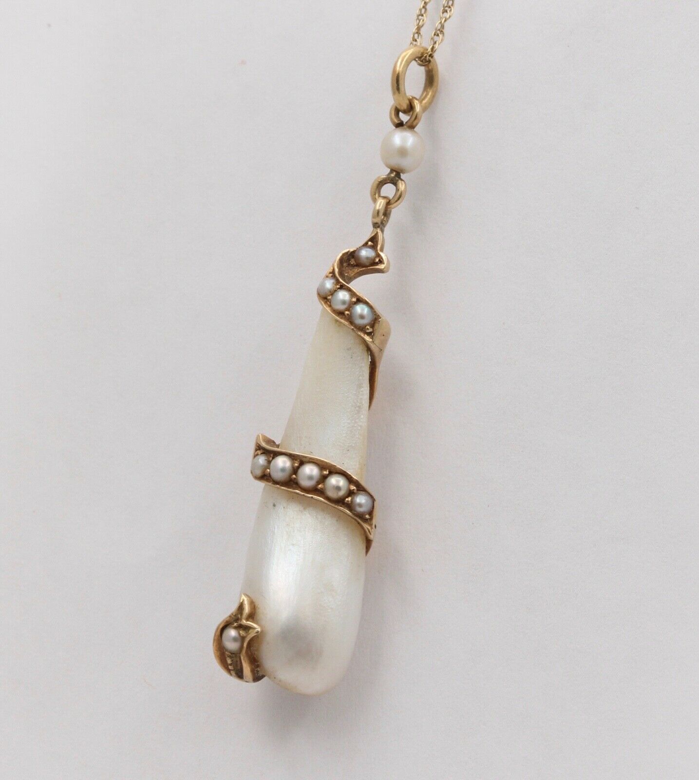 Victorian Snake Around Natural Pearl Pendant
