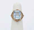 Vintage 18K Yellow & Rose Gold Aquamarine RIng, Statement Ring.