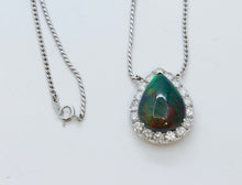 Load image into Gallery viewer, Vintage Opal Diamonds 18K 14K White Gold Pendant Chain
