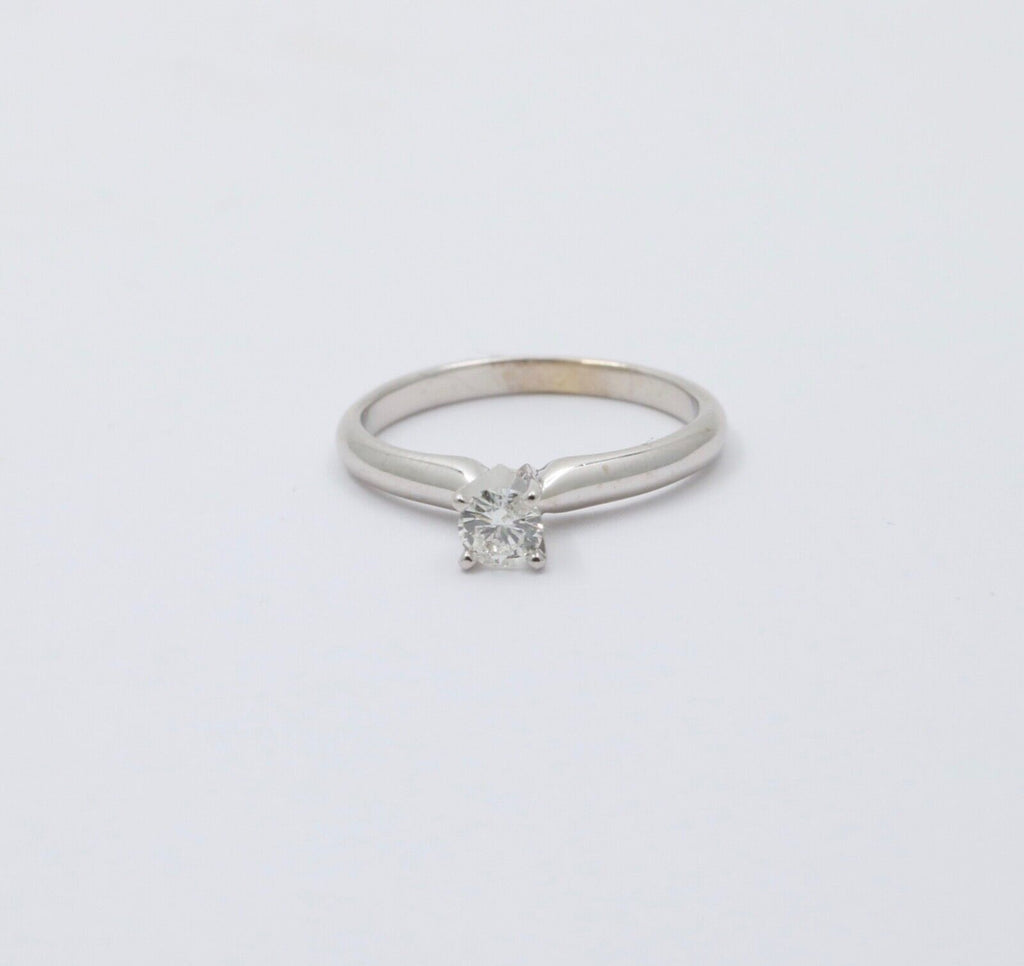 Vintage Solitaire Diamond 14K White Gold Engagement Ring