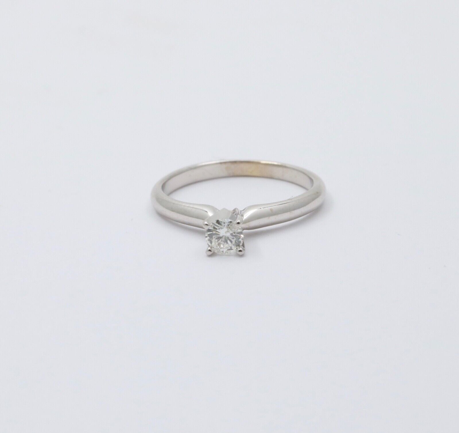 Vintage Solitaire Diamond 14K White Gold Engagement Ring