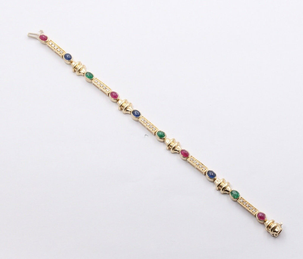 Vintage Unique Multi Stone 14k Yellow Gold Bracelet
