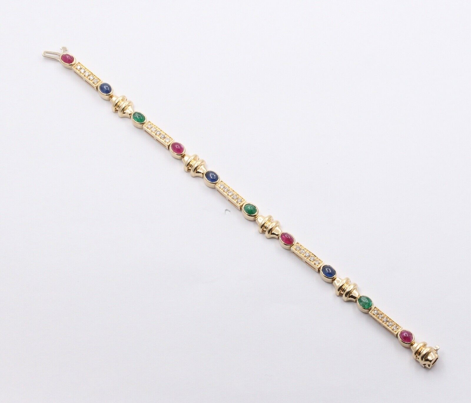 Vintage Unique Multi Stone 14k Yellow Gold Bracelet