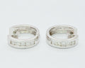 Vintage 18K White Gold Mini Channel-Set 0.84 Cts Diamond Mini Hoop Earrings