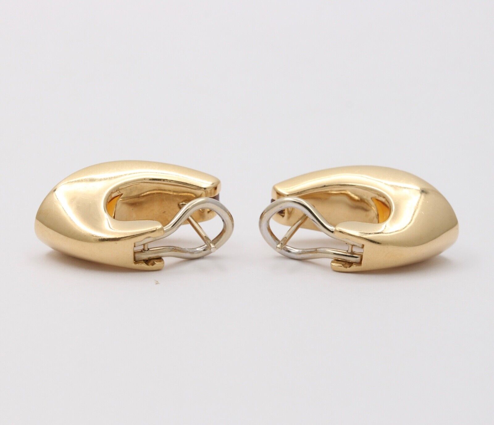 Vintage 18K Yellow Gold Citrine & Diamond Clip Huggie Earrings
