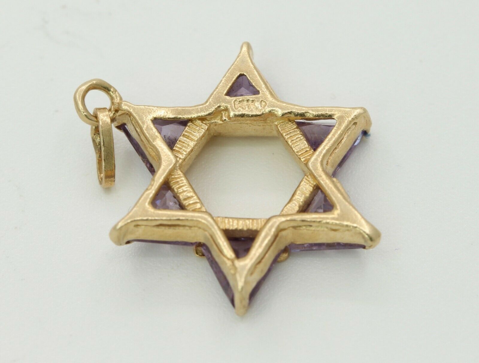 Vintage 14k Yellow Gold CZ Star Of David Pendant