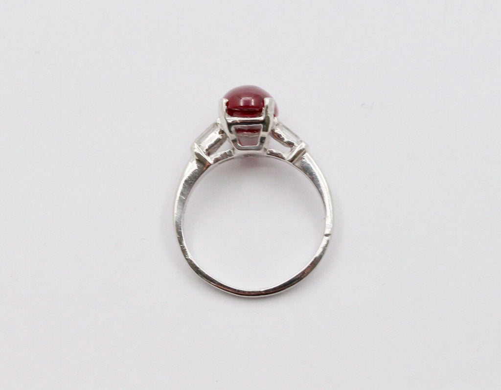 Vintage Platinum Cabochon Ruby Alternative Engagement Ring