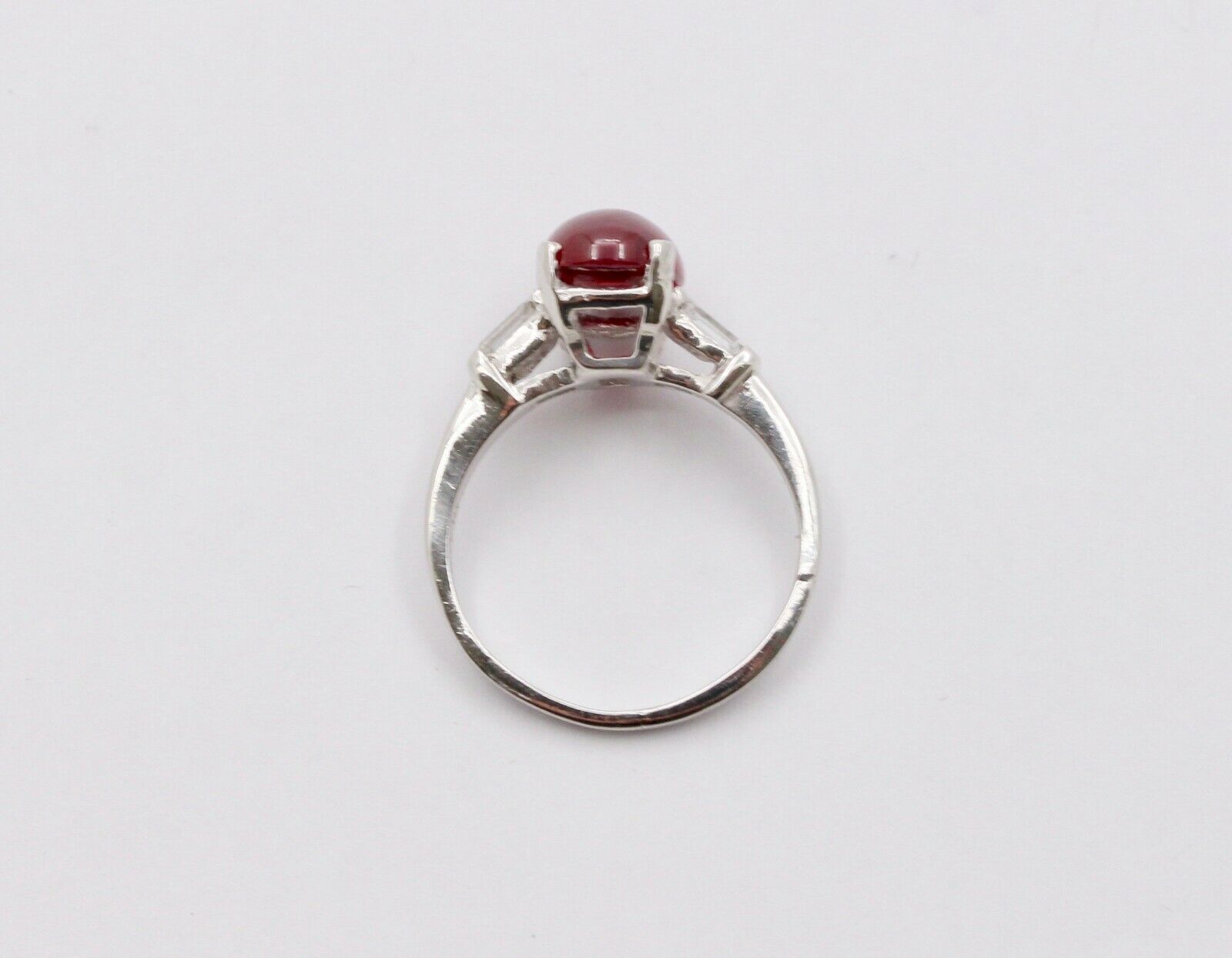 Vintage Platinum Cabochon Ruby Alternative Engagement Ring