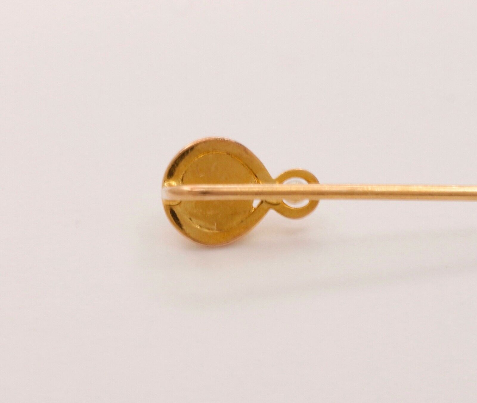 Art Nouveau Moonstone Seed Pearl 14K Yellow Gold Stick Pin