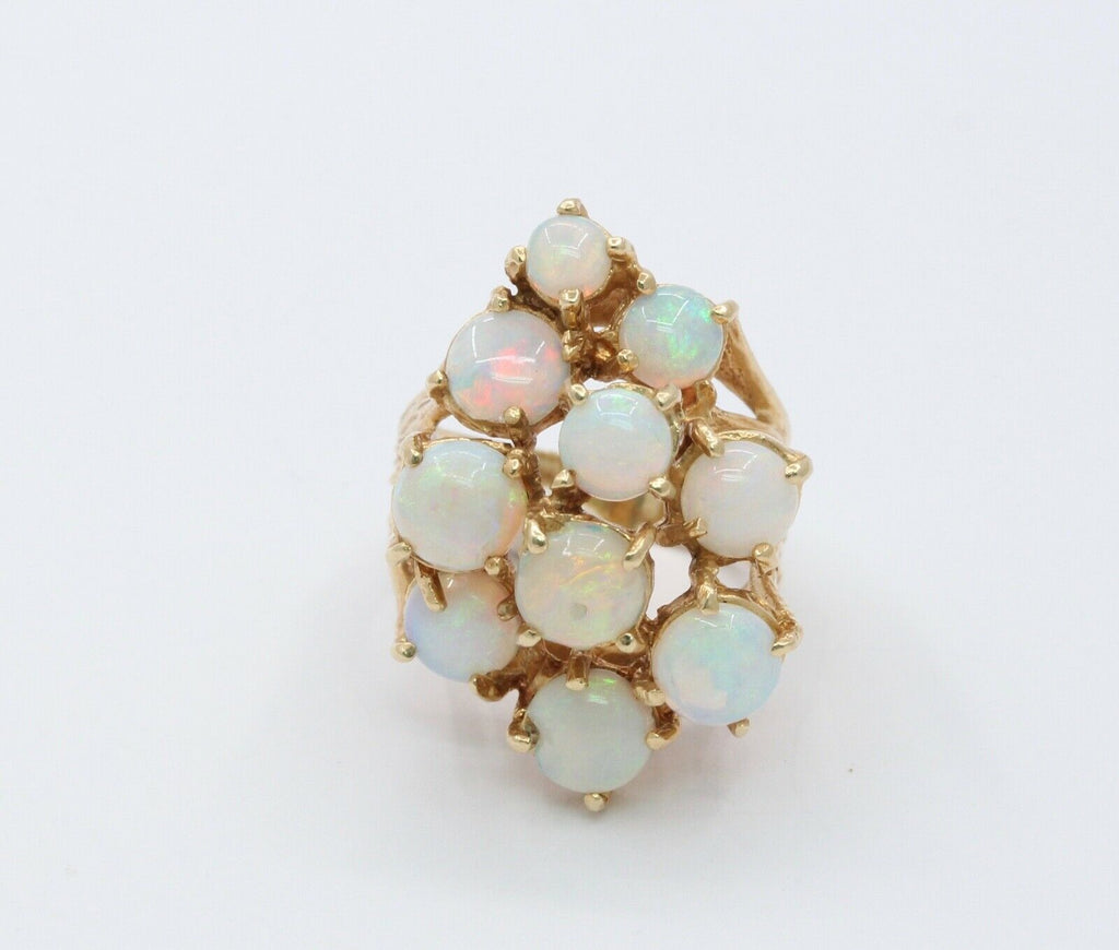 Vintage Ladies Opals 14K Yellow Gold Cocktail Cluster Ring