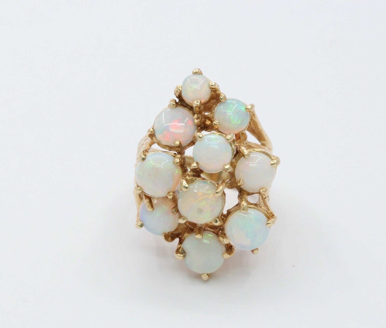 Vintage Ladies Opals 14K Yellow Gold Cocktail Cluster Ring