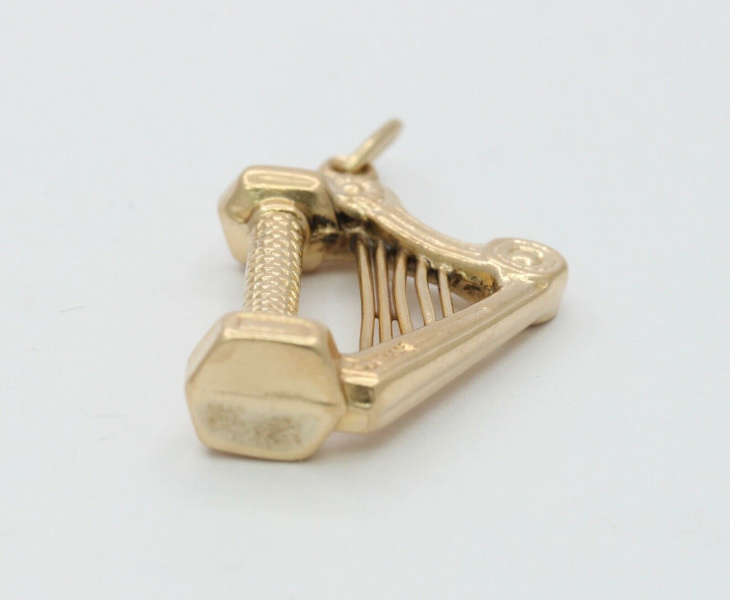 Vintage 14K Yellow Gold Golden Harp Pendant Charm