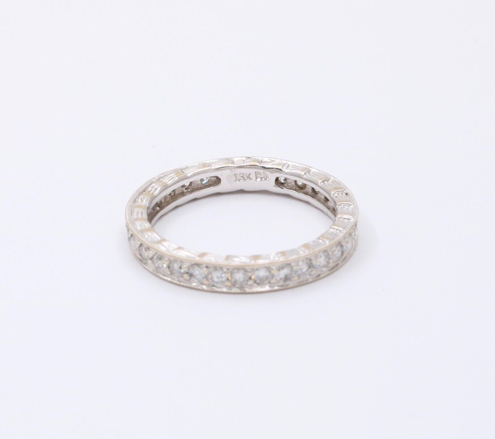 Vintage Diamonds 18K White Gold Eternity Band Ring
